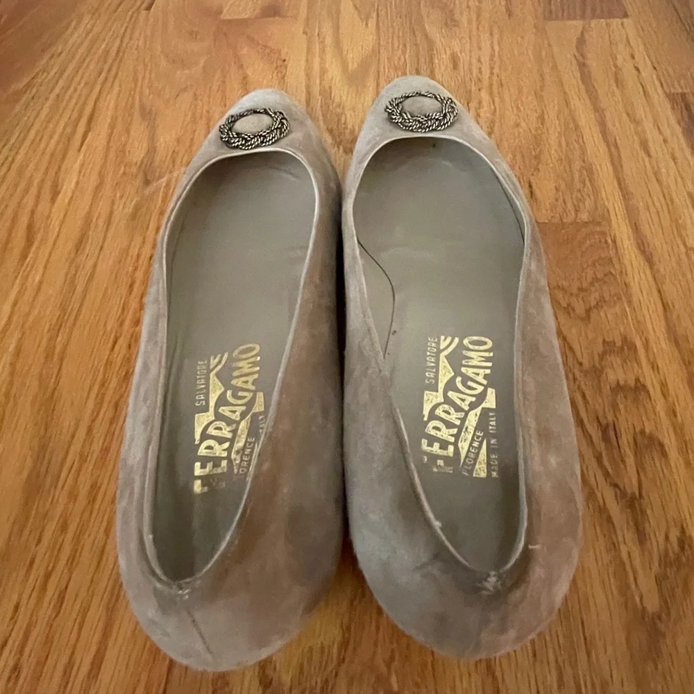 Salvatore Ferragamo Vintage Suede Low Heel Wedge Tan 9.5